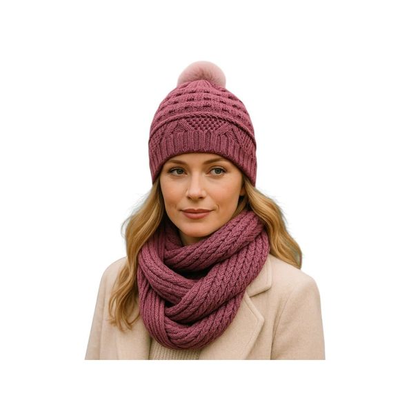 Winter Knitted Hat And Scarf Set, Wool Blend Beanie, Women's One Size, Hand🦏 - Picture 1 of 9